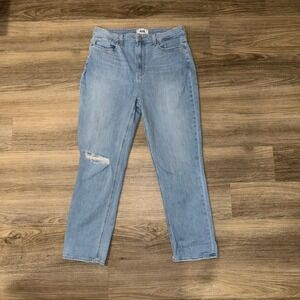 PAIGE Accent Jeans Womens 33 Light Wash Distressed High Rise